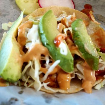 La Chilanguita Mexican Restaurant - Their shrimp tacos, I asked for no cilantro & pico, just the cabbage, Chipotle sauce and avocado my favorite - Mexican Near Me - Clearlake, California La Chilanguita Mexican Restaurant - Their shrimp tacos, I asked for no cilantro & pico, just the cabbage, Chipotle sauce and avocado my favorite - Mexican Near Me - Clearlake, California