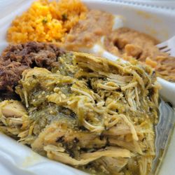 La Michoacana Meat Market - $8 for DELICIOUS barbacoa and shredded chicken with sides of beans, rice, and 6 perfectly soft corn tortillas.