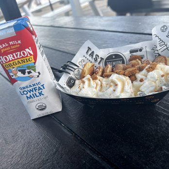 Buttermee Pancakes - Pancakes with whip cream, maple and a milk on the side - Pancakes Near Me - Asbury Park, New Jersey