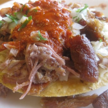 Sergio's Tacos - Tostada de Carnitas - Mexican Near Me - Commerce, California Sergio's Tacos - Tostada de Carnitas - Mexican Near Me - Commerce, California