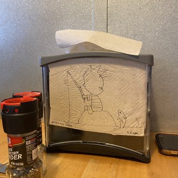 Loco Cafe - Cute napkin doodles at all the tables - Breakfast & Brunch Near Me - Denton, Texas