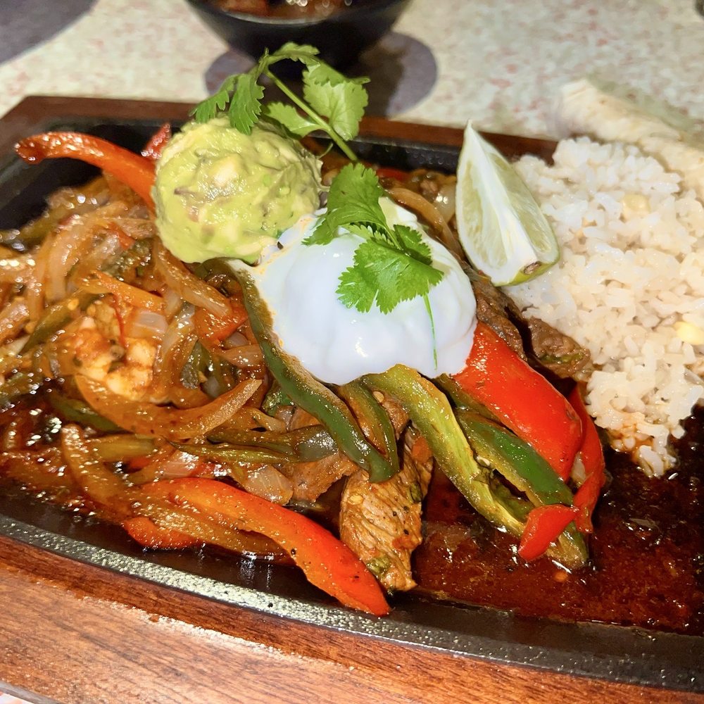 Coasterra - Steak and shrimp fajitas. Mostly filled with bell peppers and onions, not much protein - Mexican Near Me - San Diego, California Coasterra - Steak and shrimp fajitas. Mostly filled with bell peppers and onions, not much protein - Mexican Near Me - San Diego, California