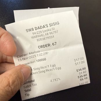 Sw8 Dada's Sizzling Sisig - Pork and chicken sisig plates are equally priced. Missed opportunity with the order number though! (You'll get it if you're Gen Alpha!) - Food Trucks Near Me - Waipahu, Hawaii