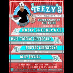 Teezys Culinary Creations - Teezy's Menu