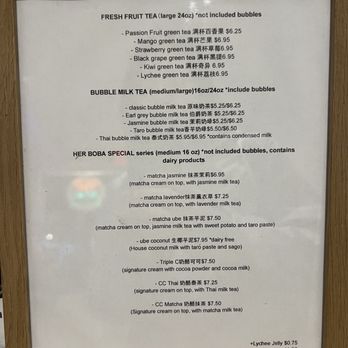 Her Boba - Menu - Bubble Tea Near Me - New York, New York