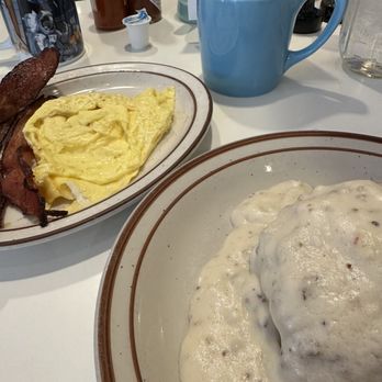 Ladybird Diner - Biscuit and gravy, eggs, and bacon. Perfection. - Cafes Near Me - Lawrence, Kansas