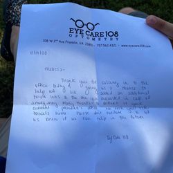 Belt Dylan B OD - Handwritten note in goodie bag provided by this business with complimentary items for a wayward traveler!
