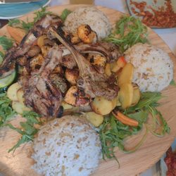 Scharfreiteralm - lamb beef fish with rice