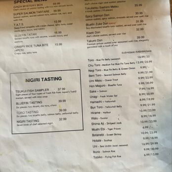 Ginza Sushi & Sake - Menu June 2026 - Sushi Bars Near Me - San Francisco, California