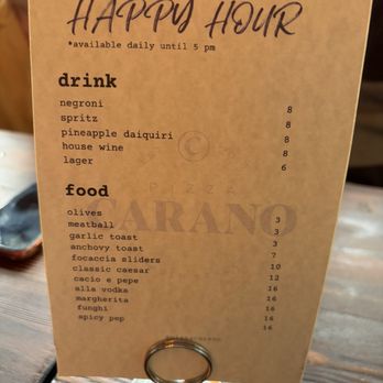 Pizza Carano - Happy hour menu 2 - Pizza Near Me - Vancouver, British Columbia