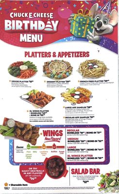 Menu photo 1 Chuck E. Cheese Fairfield, CA