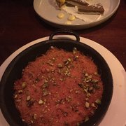 Photo of Saffron Restaurant & Lounge - Minneapolis, MN, United States. Shredded phyllo and sweet cheese pie