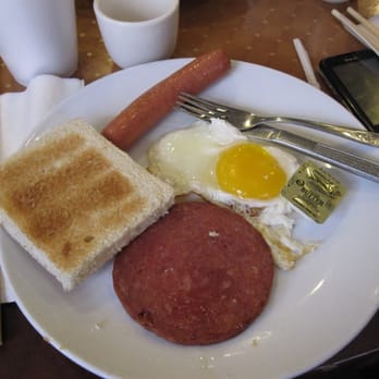 Asian Garden - Eggs, Luncheon Meat, and Toast. Put the eggs and Luncheon meat in the macaroni soup that comes with it. - Chinese Near Me - Boston, Massachusetts