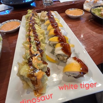 Sushi UNI - Dinosaur roll & White Tiger Roll - Sushi Bars Near Me - Lenexa, Kansas Sushi UNI - Dinosaur roll & White Tiger Roll - Sushi Bars Near Me - Lenexa, Kansas