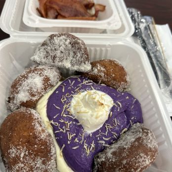 Aloha Platez & Shave Ice - Ube coconut malasada French toast and bacon - Pizza Near Me - Gardena, California Aloha Platez & Shave Ice - Ube coconut malasada French toast and bacon - Pizza Near Me - Gardena, California