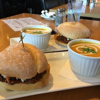 City Centre Grille - Pulled Pork Sandwiches with Carrot Ginger Soup - Sports Bars Near Me - Langford, British Columbia