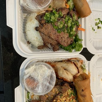 Pho Kim Long - BBQ Pork and Egg Roll over Rice & BBQ Pork and Shrimp over Vermicelli - Vietnamese Near Me - San Jose, California