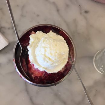 Aglamesis Brothers - Raspberry Hot Fudge Sundae with Strawberry Ice Cream ($5.75) - Chocolatiers & Shops Near Me - Cincinnati, Ohio
