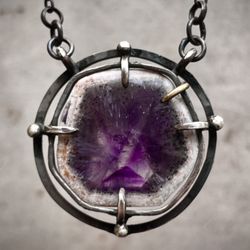 The Heart of the Square - Amethyst, sterling silver necklace by Diana Gaikazova #heartofthesquare