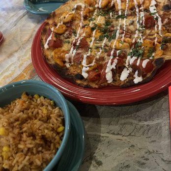 Dos Caminos - Shrimp quesadilla with a side of Spanish rice - Mexican Near Me - Charlotte, North Carolina