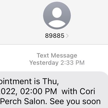 Perch Salon - Confirmation I received from the salon for my 2pm appointment - Hair Salons Near Me - Los Angeles, California Perch Salon - Confirmation I received from the salon for my 2pm appointment - Hair Salons Near Me - Los Angeles, California