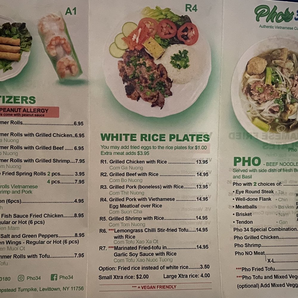 PHO 34 - Appetizers, White Rice Plates, Pho - Vietnamese Near Me - Levittown, New York PHO 34 - Appetizers, White Rice Plates, Pho - Vietnamese Near Me - Levittown, New York