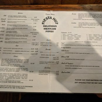 Fiesta Hut - Menu as of 1/24/2018 - Mexican Near Me - East Rutherford, New Jersey