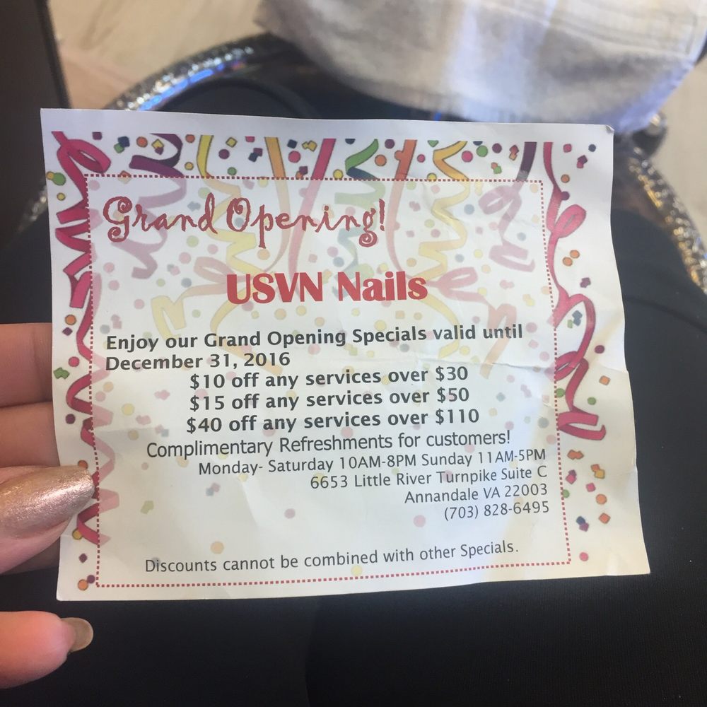 USVN Nails - Good deal,nice people,new place - Nail Salons Near Me - Annandale, Virginia USVN Nails - Good deal,nice people,new place - Nail Salons Near Me - Annandale, Virginia