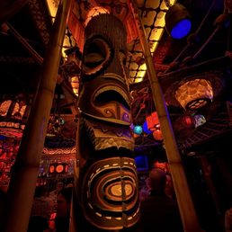 Hard carved and painted Giant Tiki at Lucky Tiki Hard carved and painted Giant Tiki at Lucky Tiki