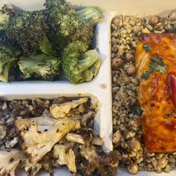 Farmer J - Grains with Gochujang Salman, roasted cauliflower and broccoli