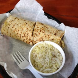 Veggie wrap with cabbage salad.