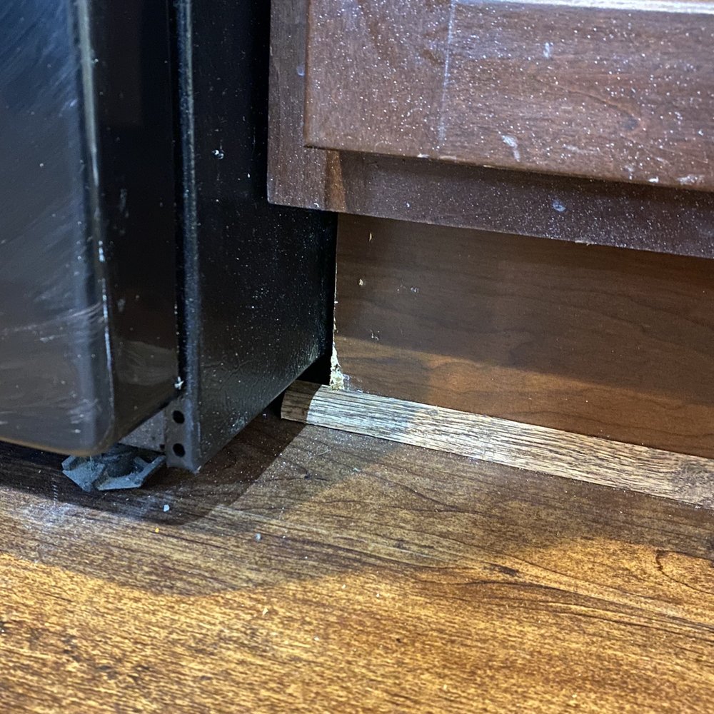 a close up view of a door
