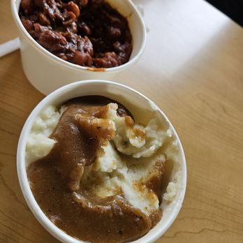 BJ's Nevada Barbecue - BBQ beans, mash potatoes, and gravy. - Barbeque Near Me - Sparks, Nevada BJ's Nevada Barbecue - BBQ beans, mash potatoes, and gravy. - Barbeque Near Me - Sparks, Nevada