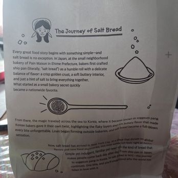 Justin’s Salt Bread - Salt bread story on the bag - Bakeries Near Me - New York, New York Justin’s Salt Bread - Salt bread story on the bag - Bakeries Near Me - New York, New York
