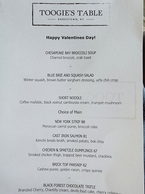 Menu photo 4 Toogie’s Table Bardstown, KY