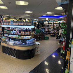 Hudson News - Probably a million dollars of priced bottles and snacks.