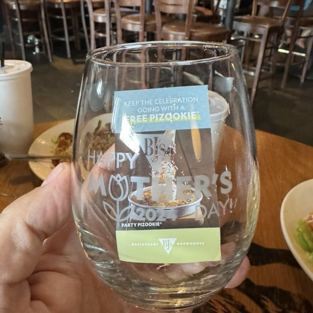 BJ's Restaurant & Brewhouse - We visited on Mother's Day and they gave all the mothers a glass and coupon. - New American Near Me - Orlando, Florida BJ's Restaurant & Brewhouse - We visited on Mother's Day and they gave all the mothers a glass and coupon. - New American Near Me - Orlando, Florida