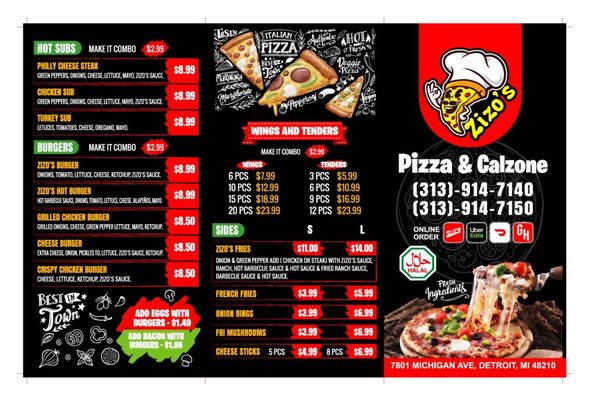 Menu photo 1 zizo's pizza Detroit, MI Menu photo 1 zizo's pizza Detroit, MI
