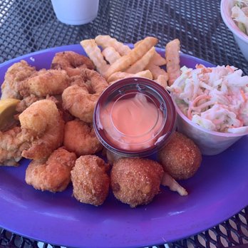 Captain Archie's - Shrimp and Oyster Platter. Cooked perfectly. Skimpy on the fries. Slaw was excellent. - American Near Me - North Myrtle Beach, South Carolina