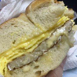 Sausage egg Egg Sandwich on a Bagel Sausage egg Egg Sandwich on a Bagel