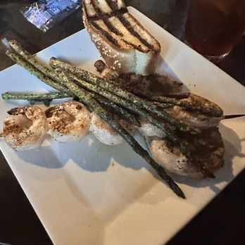 Carl & 'Chelle's Grill Room - Grilled chicken, shrimp skewer, asparagus and grilled bread. - American Near Me - Goldsboro, North Carolina Carl & 'Chelle's Grill Room - Grilled chicken, shrimp skewer, asparagus and grilled bread. - American Near Me - Goldsboro, North Carolina