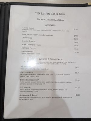 Menu photo 2 TKO Bar & Grill Richland Center, WI Menu photo 2 TKO Bar & Grill Richland Center, WI