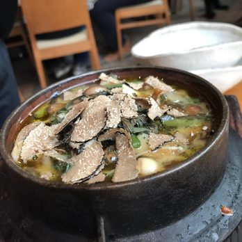 Roka Akor - Chicago - Japanese wild mushroom rice (in hot pot) with truffle shavings. - Sushi Bars Near Me - Chicago, Illinois Roka Akor - Chicago - Japanese wild mushroom rice (in hot pot) with truffle shavings. - Sushi Bars Near Me - Chicago, Illinois