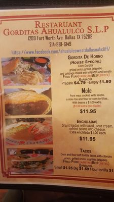 Menu photo 1 Gorditas Ahualulco Dallas, TX Menu photo 1 Gorditas Ahualulco Dallas, TX