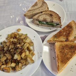 Brenda's Place & Bakery - Home fries, tuna sandwich, grilled cheese sandwich