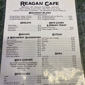 Reagan Cafe - the menu for reagan cafe - American Near Me - Reagan, Tennessee