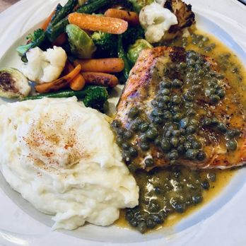 Aliotti's Victorian Corner Restaurant - I had the delicious Salmon for dinner tonight, absolutely delicious with yummy capers on top of the salmon. - Italian Near Me - Pacific Grove, California