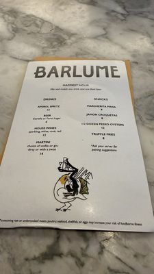 Menu photo 1 Barlume New York, NY