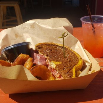 Roadrunner Restaurant & Saloon - Reuben w/onion rings and Kelly Jo's Kool-aid. - American Near Me - New River, Arizona Roadrunner Restaurant & Saloon - Reuben w/onion rings and Kelly Jo's Kool-aid. - American Near Me - New River, Arizona