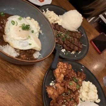 Aloha Mixed Plate - Loco moco, Kalbi Ribs, Mochiko Chicken - Hawaiian Near Me - Lahaina, Hawaii Aloha Mixed Plate - Loco moco, Kalbi Ribs, Mochiko Chicken - Hawaiian Near Me - Lahaina, Hawaii